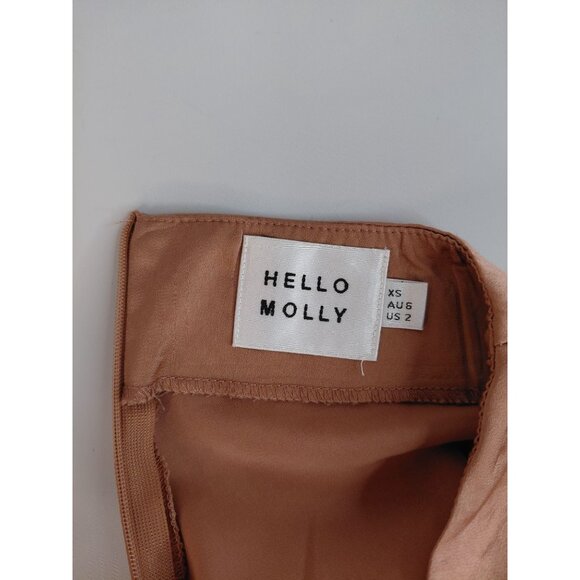 Hello Molly XS Cutout Satin Midi Dress Copper US 2 - Picture 3 of 11